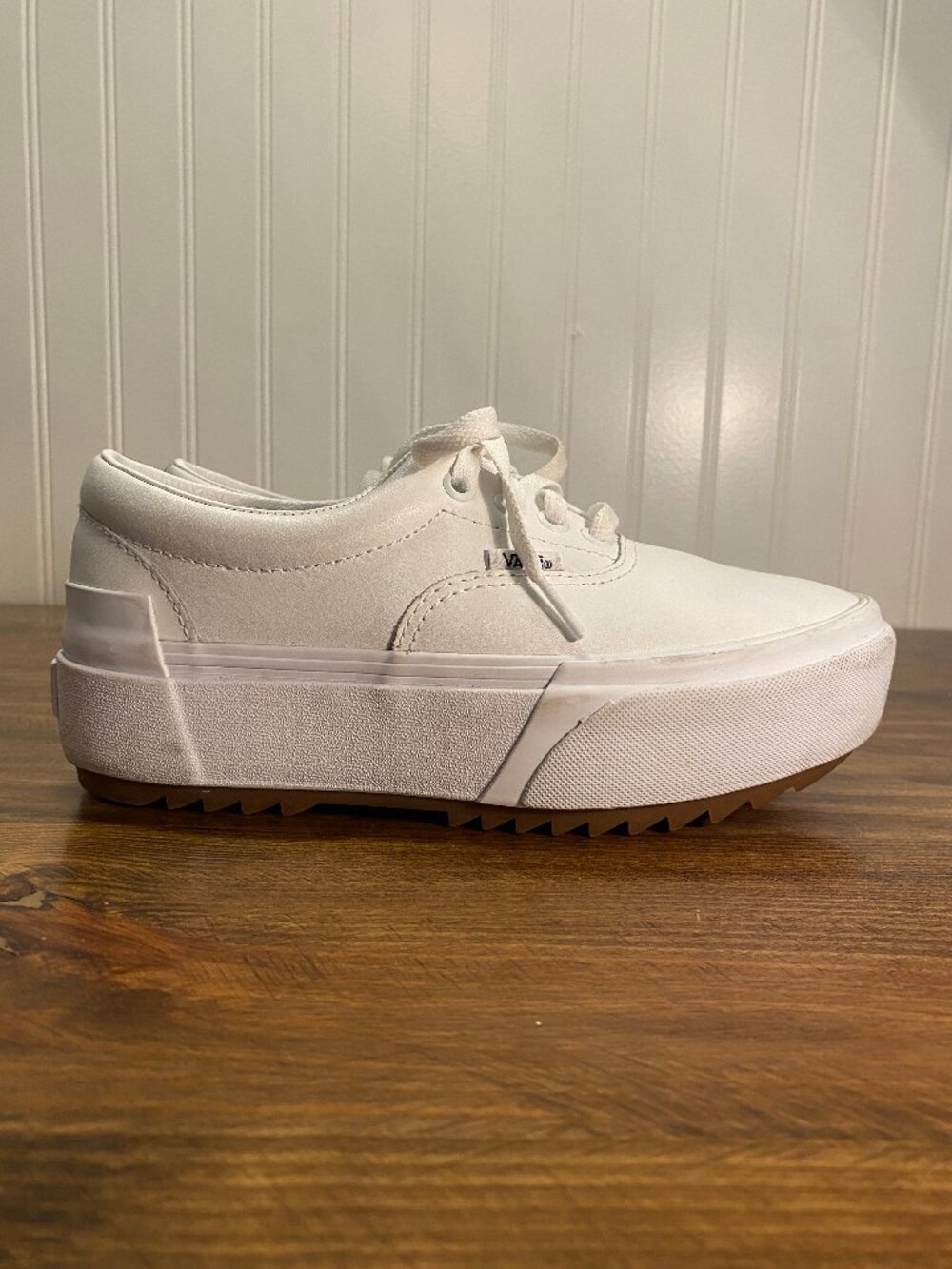 Vans White Platform Sneakers with Gum Sole